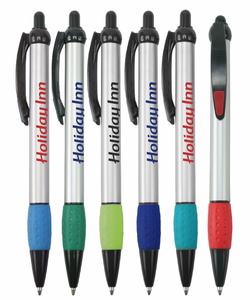 Rubber Grip Ballpoint Pens with Colored Accents