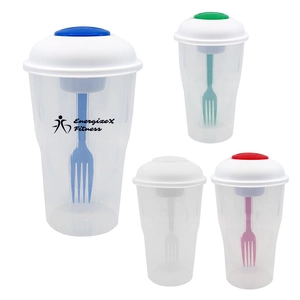 Salad Shaker Container with Fork and Dressing Container