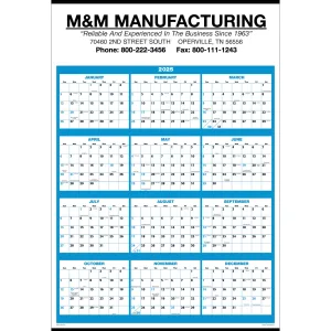 Single Sheet Wall Calendar - Full Year View: 2025