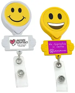 Smiley Hands Retractable Badge Reel (Yellow, White)