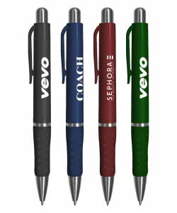 Solid Color Ballpoint Click Pen with Rubber Grip