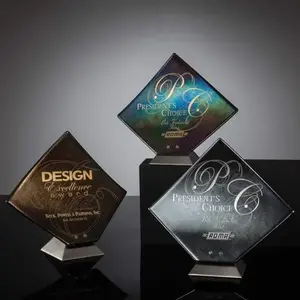 Custom Metallic Solitaire Award with Logo Engraving for Corporate Recognition