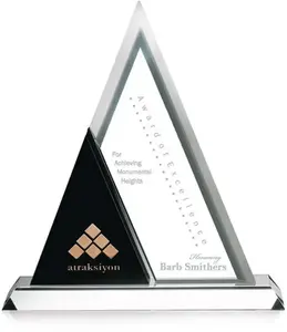 Custom Clear & Black Crystal Spokane Award for Business with Optional Etch & Colorfill