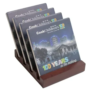 Square Ceramic Coaster: 4 Pc. Set with Stand