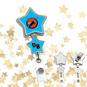 Star Shape Chrome Double Up Secure ID Badge Reel