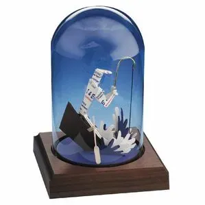 Stock Business Card Sculpture in a Dome - Comic Fisherman