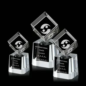 Custom Logo Rotating Cube Trophy