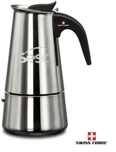 Swiss Force® Premium 6-Cup Stovetop Espresso & Coffee Maker - Italian Style Moka Pot for Classic Brews and Lattes