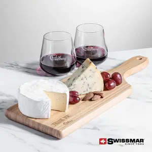 Swissmar® Bamboo Board & 2 Breckland Stemless Wine