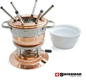 11pc Swissmar Ceramic Multi-Fondue Set for Meat, Cheese, and Chocolate, 8.5" x 9.25"