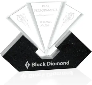 Customizable Tri-Star Black Granite Award