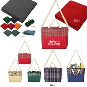 Tartan Cooler Bag With Fleece Blanket