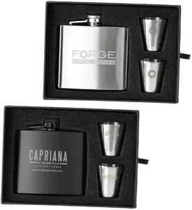 Custom Engraved Flask and Shot Glass Gift Set (5 oz.)