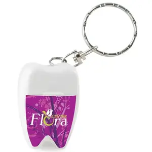 Tooth-Shaped Dental Floss Keychain Holder