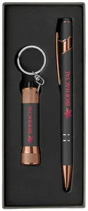 Custom Rose Gold Pen with Flashlight & Gift Box