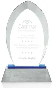 Customizable Vienna Glass Awards with Blue Base