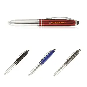 Vivano Duo w/LED Light & Stylus - - Full-Color Metal Pen