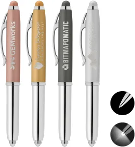 Vivano Softy Metallic Pen w/ LED Light and Stylus 