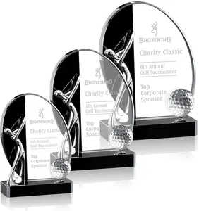 Clear & Black Crystal Golf Award with Logo - Customizable Award