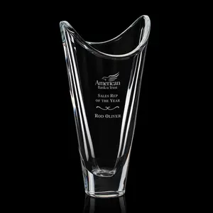 Custom Wedgewood Curved Crystal Vase for Business Promotions