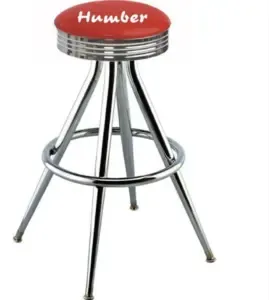 Welded Frame Chrome Ring Bar Stool with Seat Logo