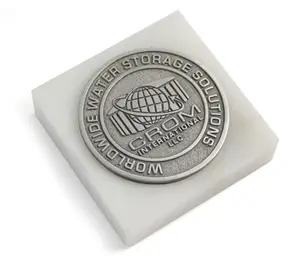 White Marble wit Cast Medallion (3"x3")