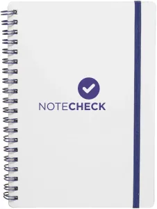 Custom White Spiral Notebook w/ Elastic Band - 5" x 7" (80 Lined Pages)