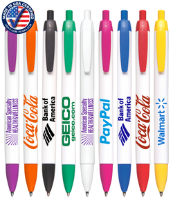 Wide Body White Click Pen 