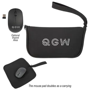 Wireless Mouse w/ Mousepad Carrying Case