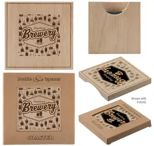 Personalized Wood Bottle Opener Coaster