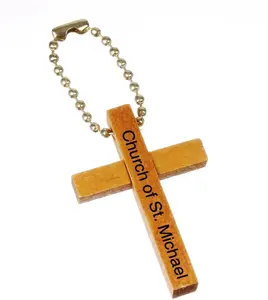 Branded Wooden Cross Keychain