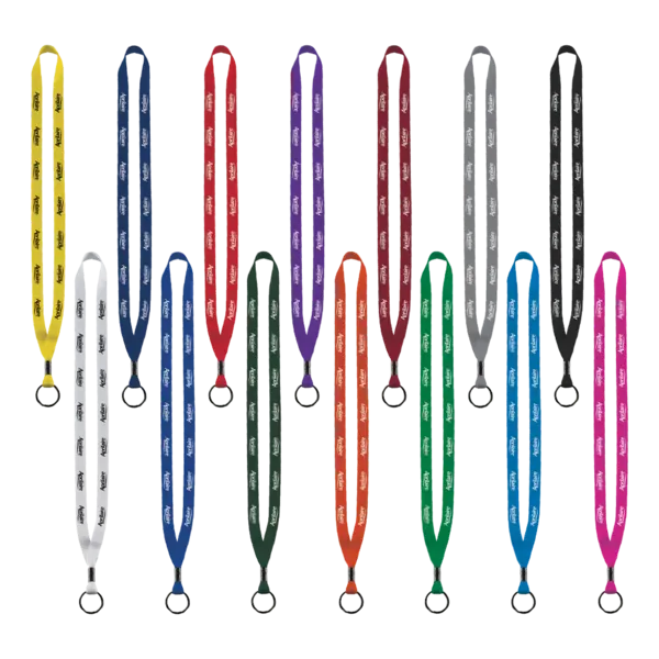 Polyester Lanyard w/Metal Crimp & Metal Split Ring - 1/2"