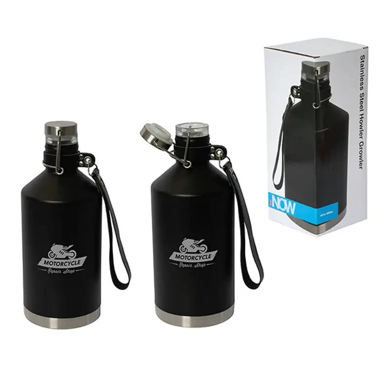 Brewmaster Growler 1.89L / 64 Fl. Oz. (Leather Carry Strap,  Retail Packaging)