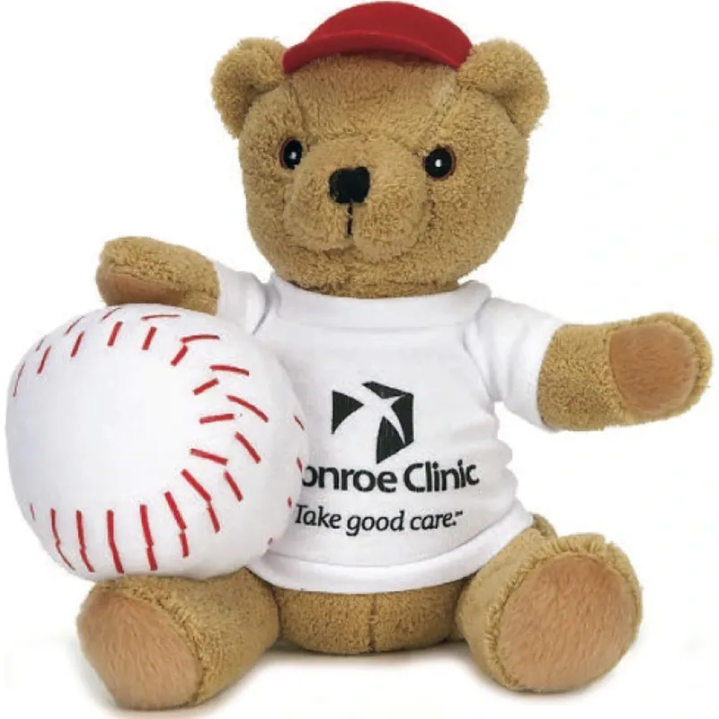Baseball Player Stuffed Bear - 10"