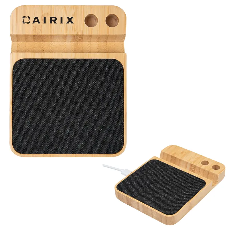 10W Bamboo Wireless Charger w/ Pen Holder