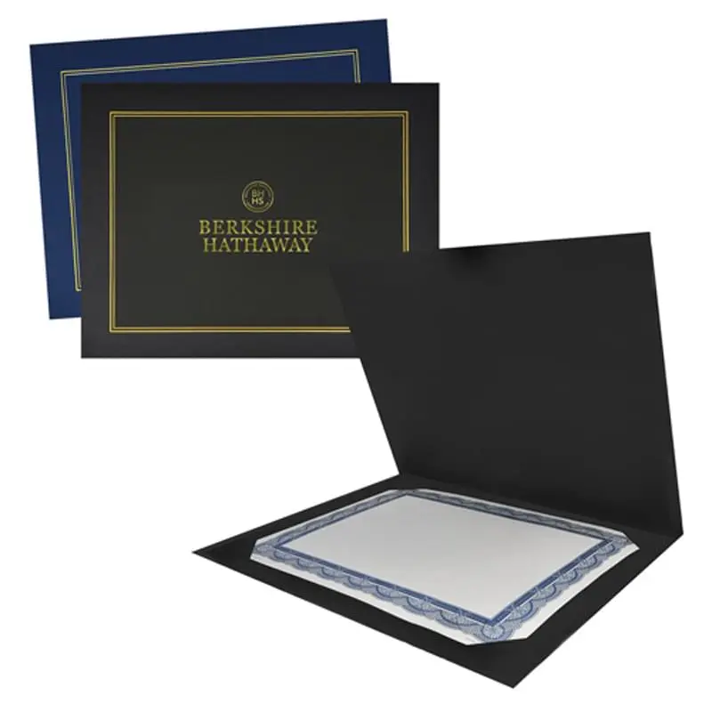 12 3/4" X 10" Two-Fold Certificate Presentation Folder