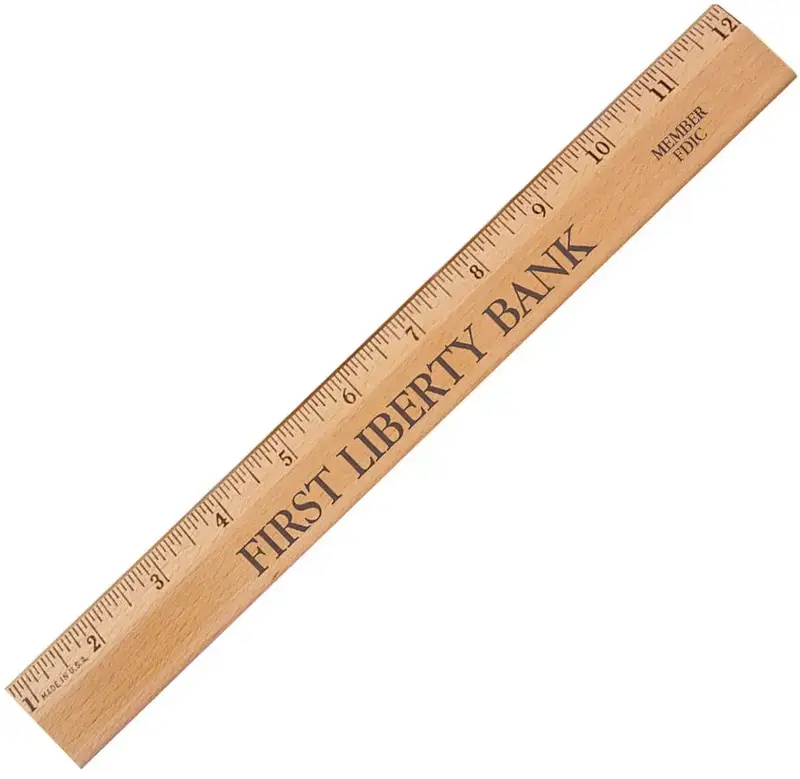 12"Exec.Office Ruler, Lacquer Finish w per thousandetal Edge, Eng.Scale