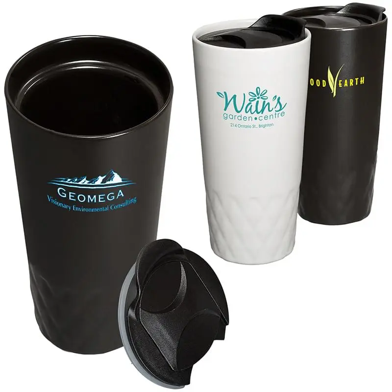 14 oz. Double-Wall Ceramic Textured Tumbler