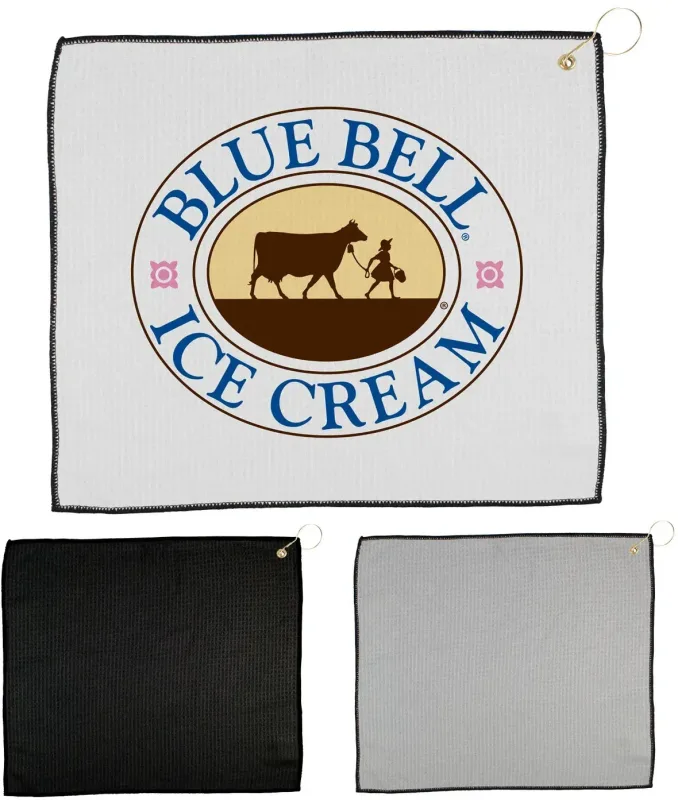 Custom Golf Towel - 15" X 18" Waffle with Grommet and Hook — view 4