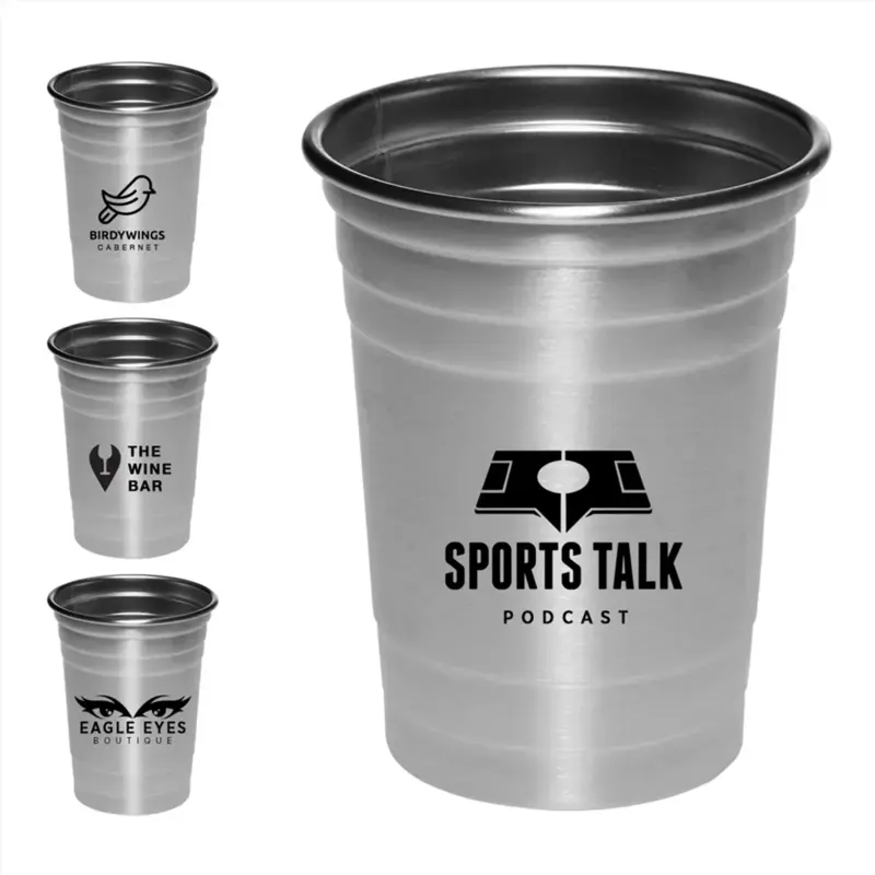 Custom Stainless Steel Beer Cups (16 oz.) - Personalized and Branded