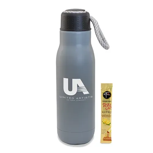 16 Oz Matte Bottle W/ Bungee Lid And Iced Tea — view 2