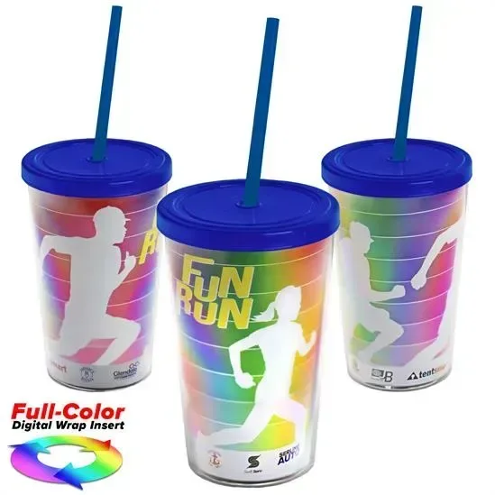 Transparent Tumbler with Straw Lid and Full-Color Paper Insert (16 oz.) — view 5