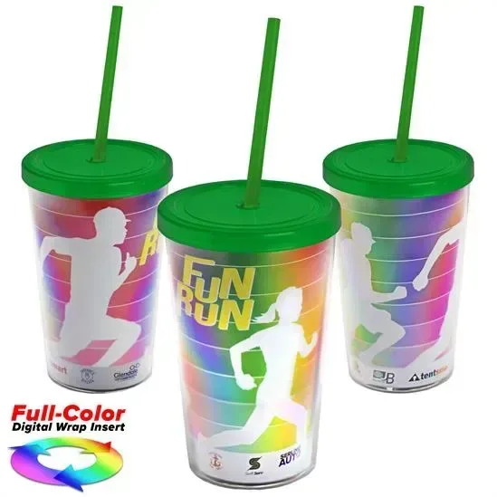 Transparent Tumbler with Straw Lid and Full-Color Paper Insert (16 oz.) — view 6