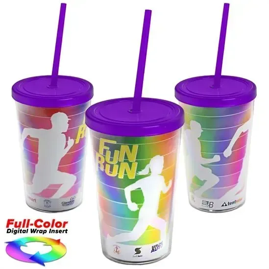 Transparent Tumbler with Straw Lid and Full-Color Paper Insert (16 oz.) — view 7