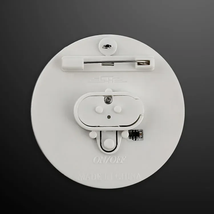 2" LED Frosted Circle Badge with Safety Pin – 3 Light Modes — view 1