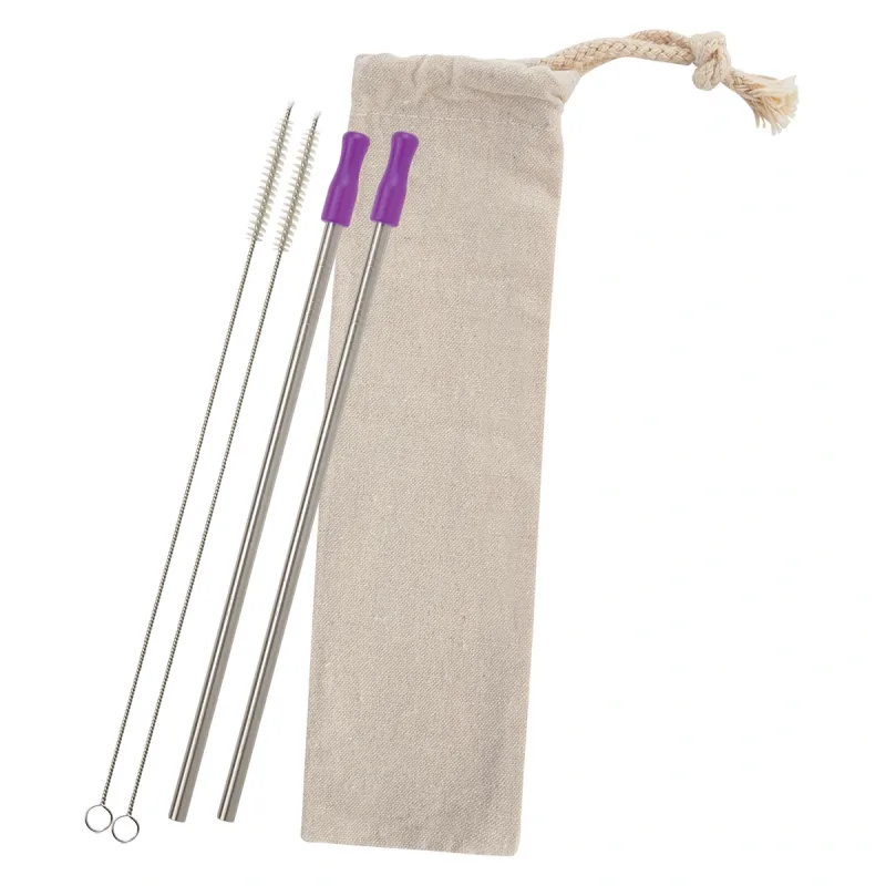 2-Pack Stainless Straw Kit with Cotton Pouch — view 3