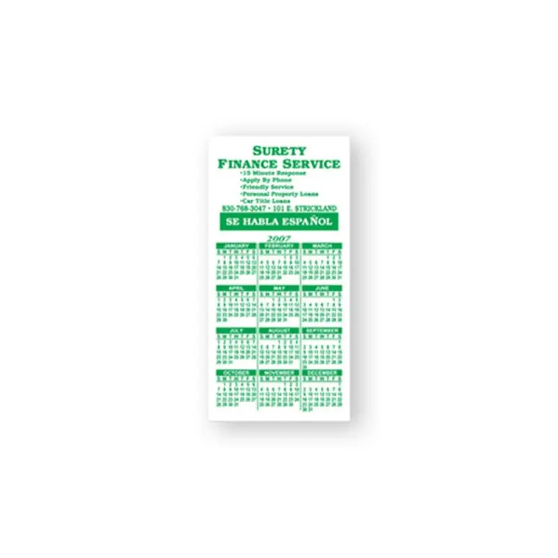 2"x4" Calendar Magnet Custom Imprinted Magnets - 30mil