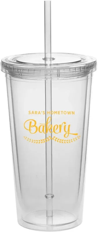 Personalized Double Wall Acrylic Tumbler with Straw - 20 oz. (2 Color Imprint) — view 6