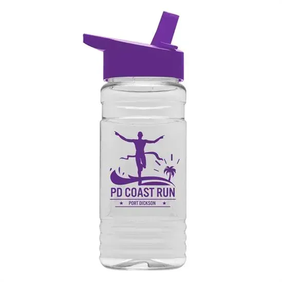 Personalized Clear Sports Bottle with Flip Straw Lid - 20oz