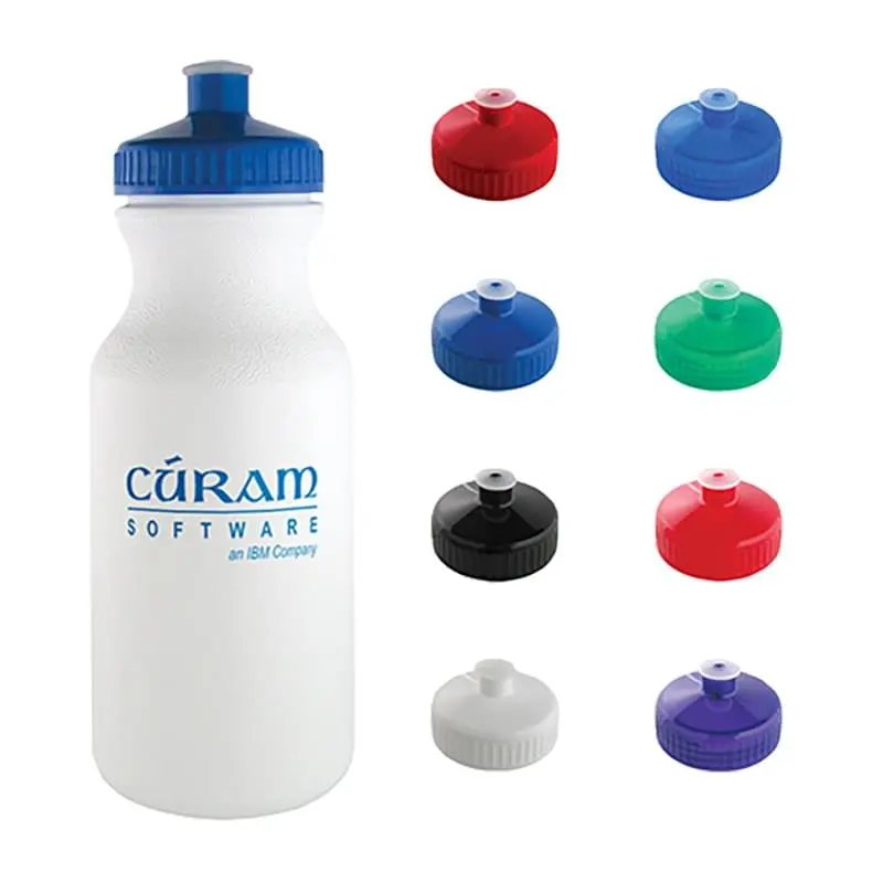 20 Oz White Plastic Water Bottle With Colored Lid